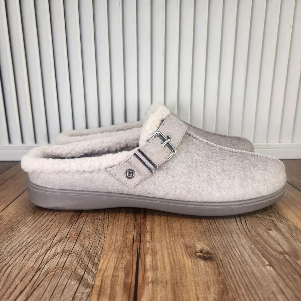 Bzees Eternity Womens Sz 11M Gray Slip On Comfort Casual Lounge Cozy Mules Shoes